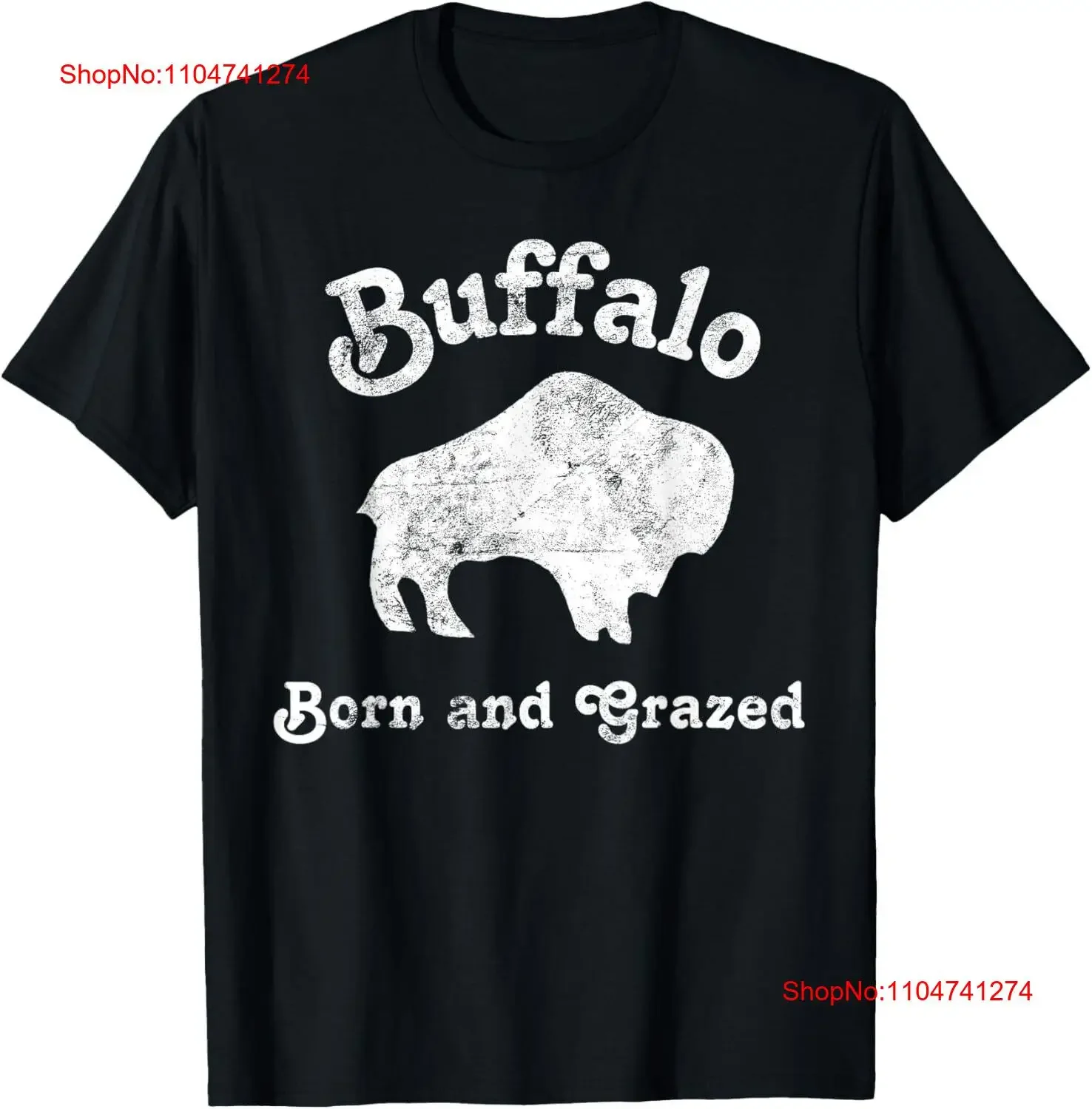 

Футболка TexT с потертостями Buffalo Born and Grazed, винтажная стираная, удобная, универсальная, дышащий топ для повседневной носки