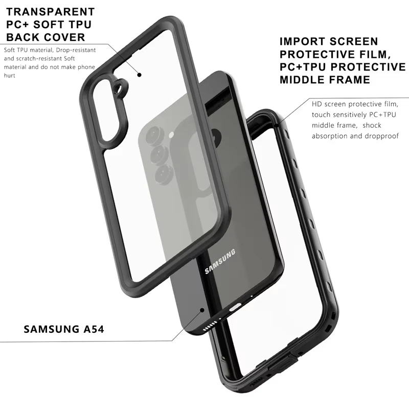 Wodoodporne etui na telefon Samsung Galaxy A17 A16 A57 A54 A53 A55 A56 A35 A36 A25 A26 IP68, odporne na wstrząsy, do nurkowania, pływania, sportów outdoorowych. — zdjęcie produktu 2