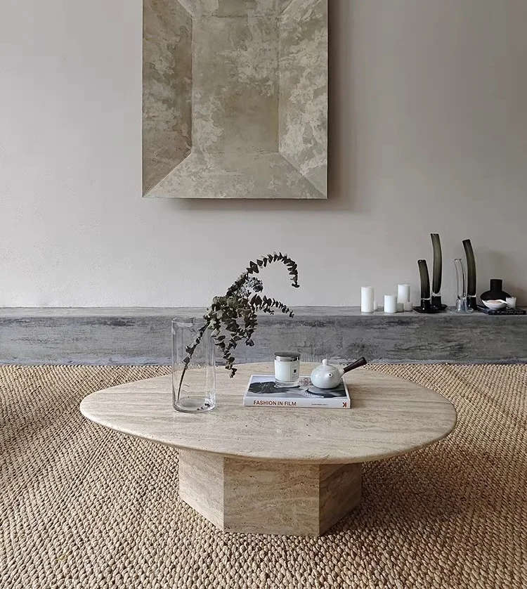 

#2024 New Style Travertine Special Shape Coffee Table Cafe Table Modern Coffee Table for Living Room