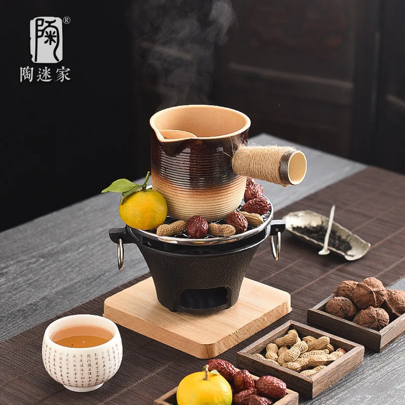 Tao Mi olla recta grande, té con tapa, estufa de carbón para té de la leche asada, estufa retro para hacer té, Hong Kong s