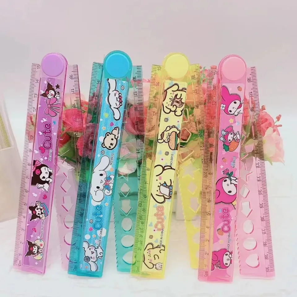 4pcs Cartoon Image Rotating Folding Ruler 30cm Melody Student Multi Functional Ruler Stationery image 5