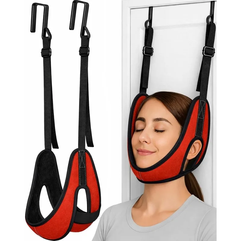 Upgraded version of door hanging cervical brace, with thickened neck support and cervical fixation strap to relieve breathabilit