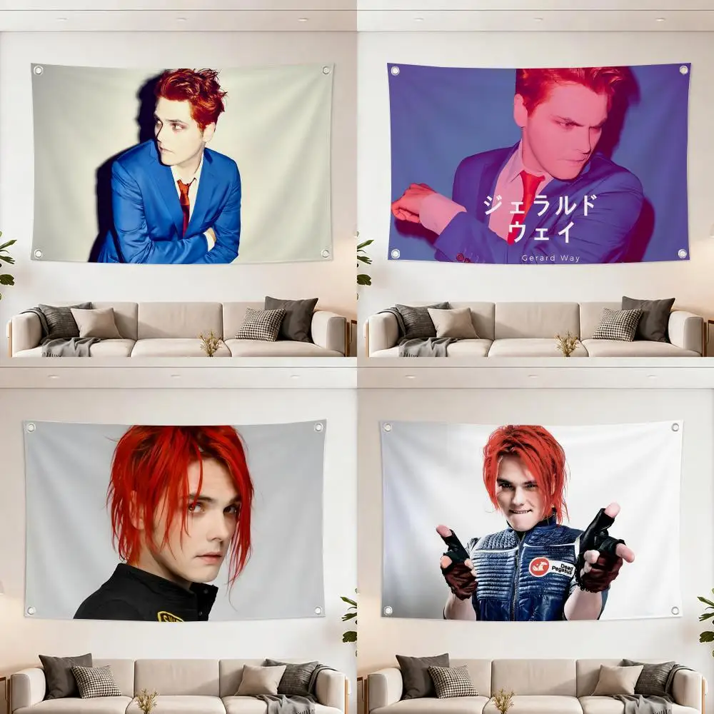 Singer Gerard Way Flags Home Yard & Garden Decor Banner - Indoor Outdoor Wall Hanging Flag