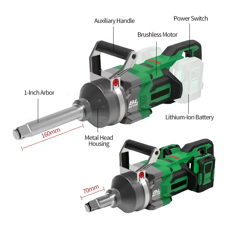 Hantechn High Performance Power Tool Brushless Motor Long Axis 3000n.M Car Disassembly Heavy Duty Impact Wrench