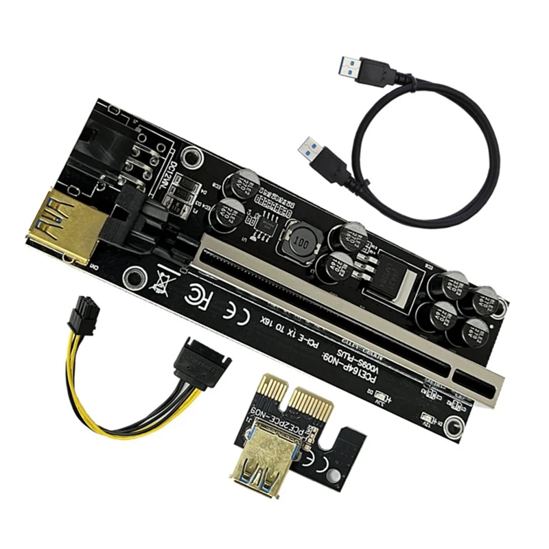 VER009S Plus PCI-E Riser Card 009S Plus PCIE X1-X16 4-контактный 6-контактный кабель питания USB 3.0 для видеокарты GPU Miner Mining
