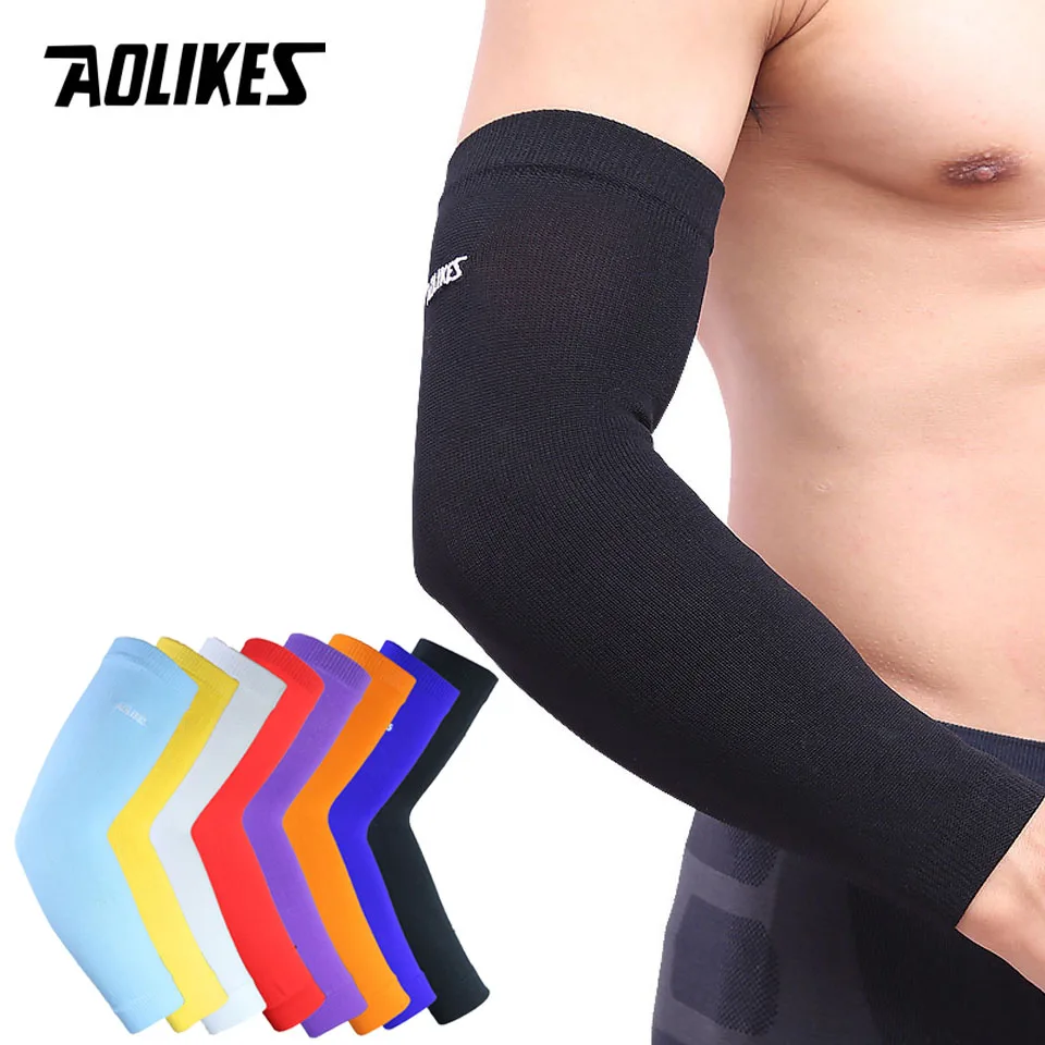 AOLIKES 1PCS Elastic Basketball Tennis arm Sleeve Armband Soccer Volleyball Elbow Protector Pain Band