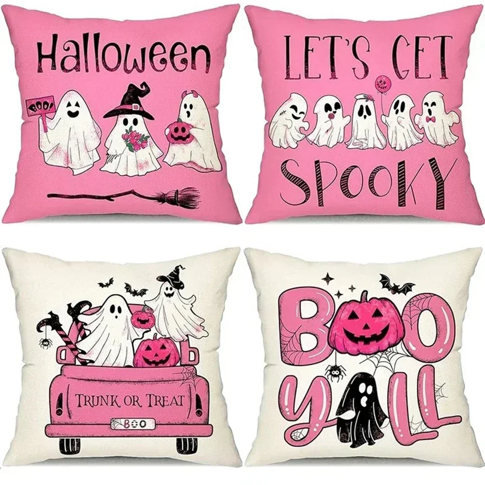 Halloween Decorative Pillowcase Ghost Pumpkin Truck Pattern Pillowcase Living Room Sofa Cushion Cover Room Decoration