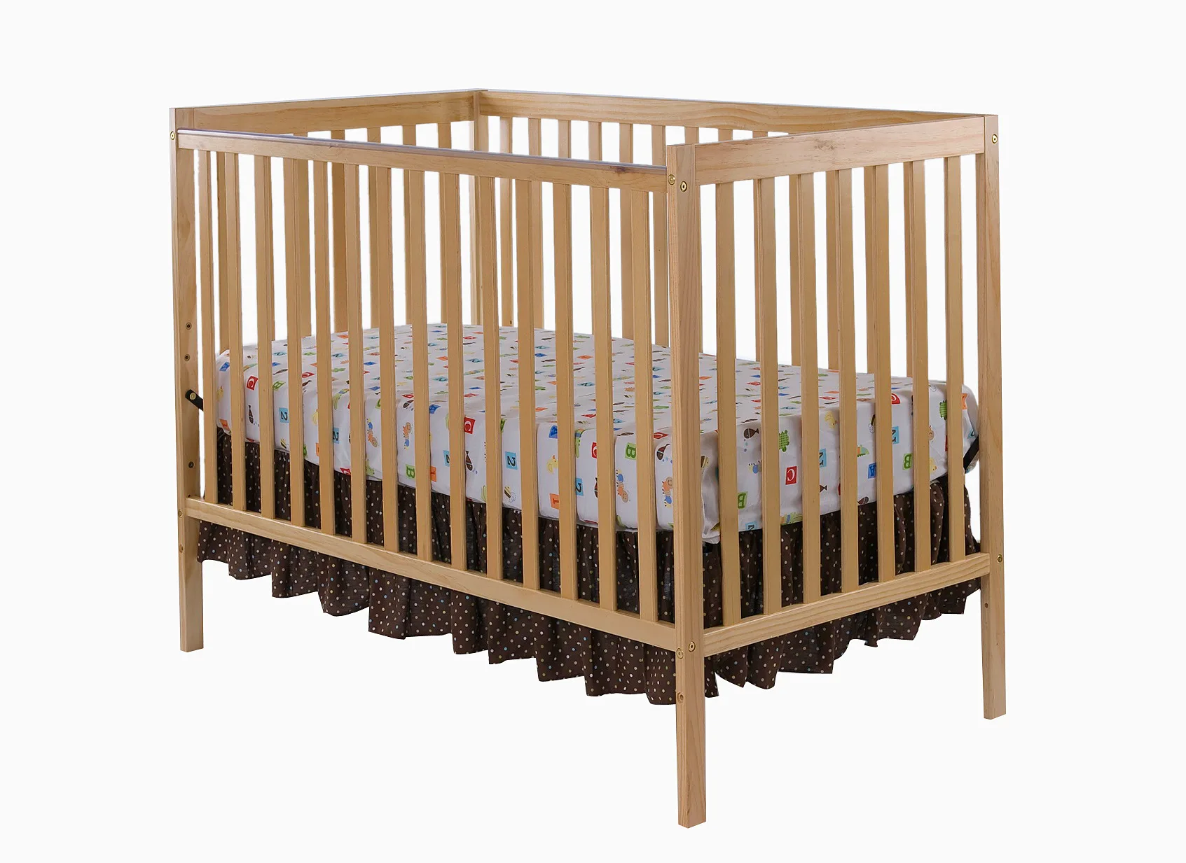 Babyfond White Solid Wood Convertible Baby Crib, Adjustable Height, Convert to Sofa Bed for Infants