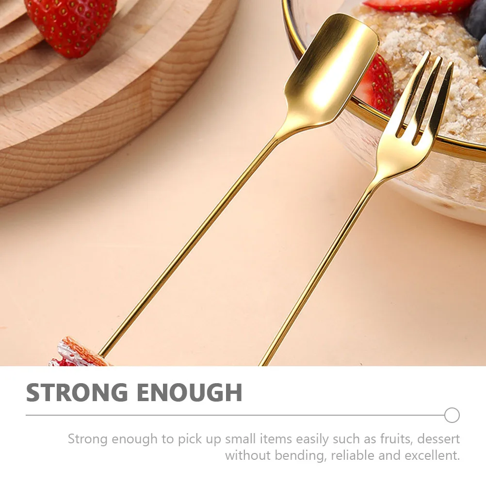 

Stainless Steel Fruit Fork Dessert Spoon Set Resin Cutlery Metal Golden Ice Cream Spoon Serving Spoons Compact Lightweight