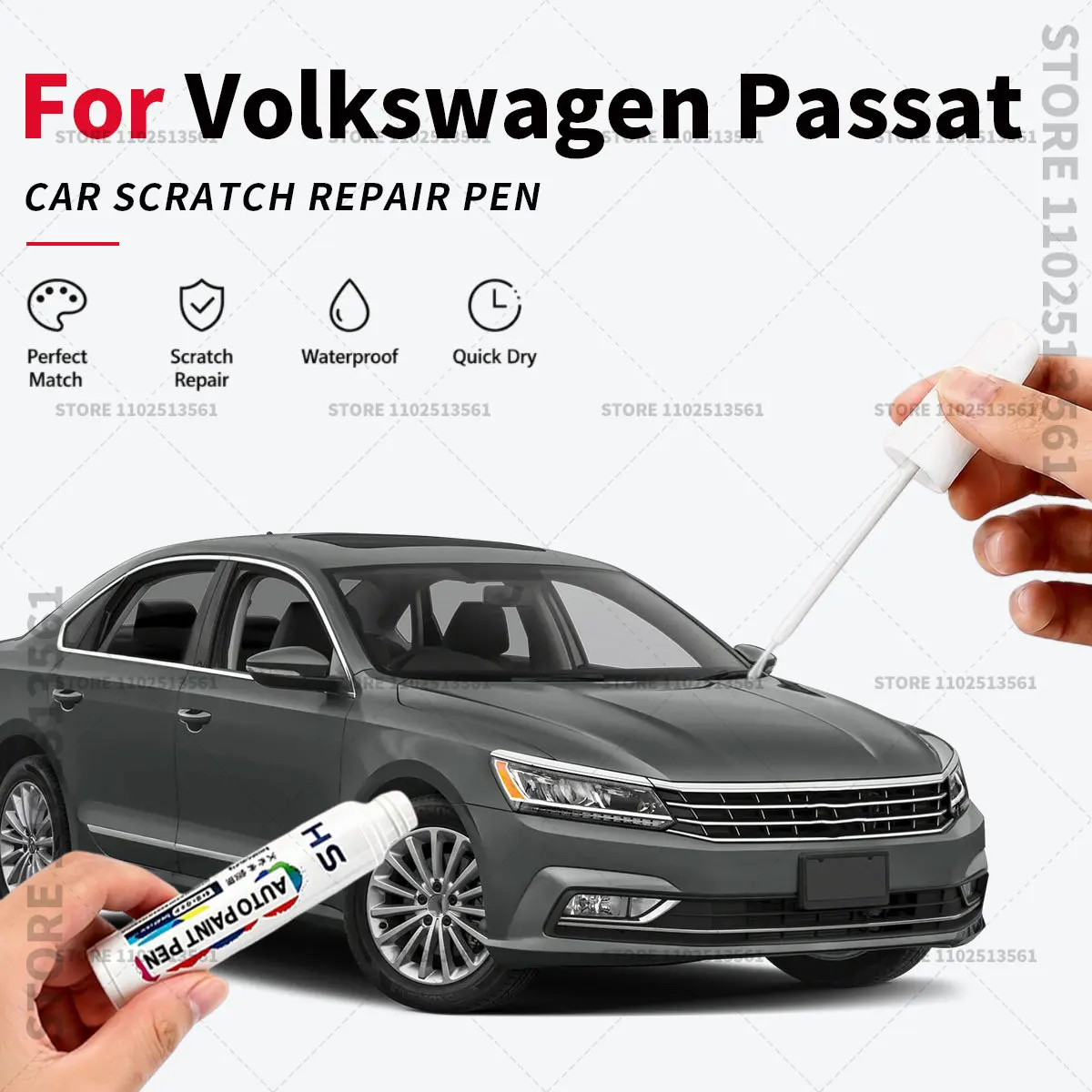 Car Touch Up Paint Pen Quick Repair Scratch Remover Auto Paint Brush Easy Application For 1973-2025 Volkswagen Passat White Blue