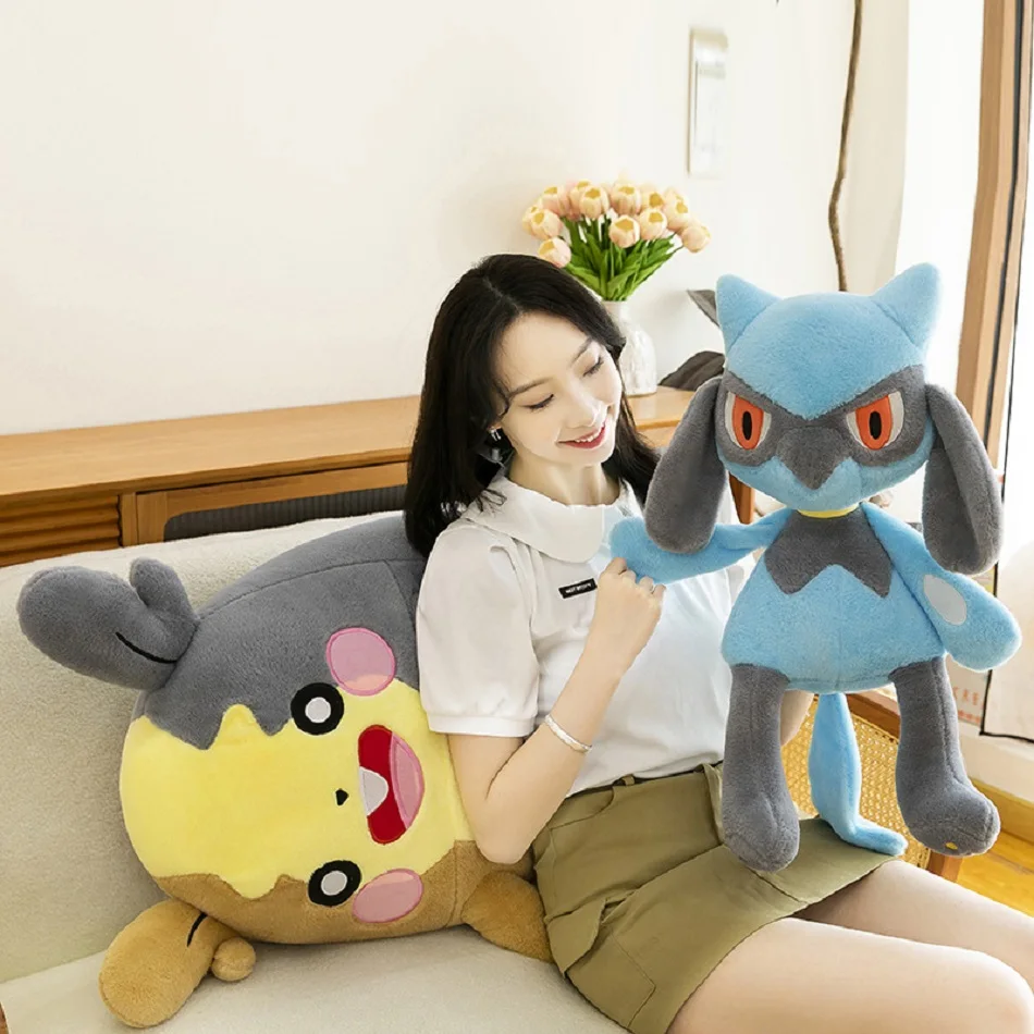 Juguetes de peluche de anime y dibujos animados de Pokémon, Pikachu, Morpeko, Lucario, Riolu, peluches adorables, almohada para abrazar, almohada para sofá, decoración para la habitación