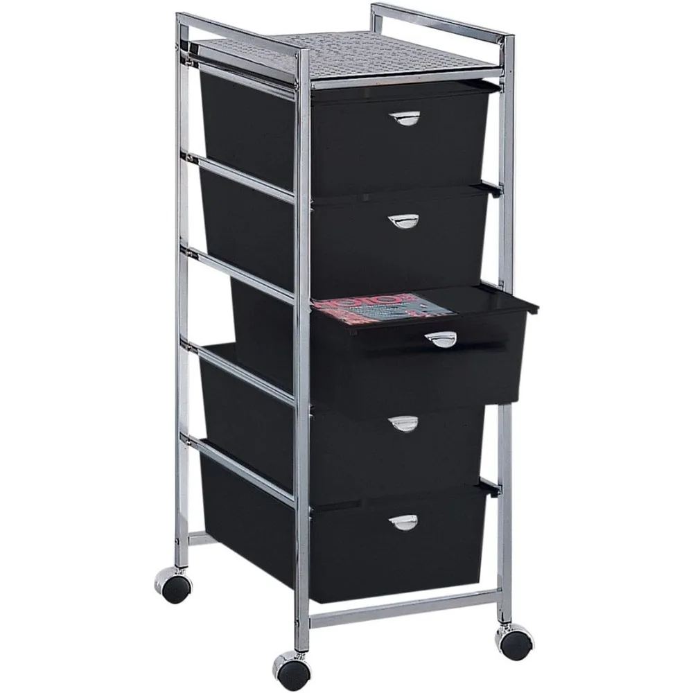 

D25 Heavy-Duty 5 Drawer Metal Salon Roller Cart, Portable Utility Trolley for Professional Salons & Spas, Heat-Resistant
