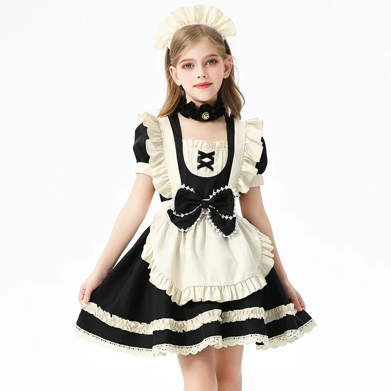 الفتيات خادمة الزي الأطفال لولي ريفي الفرنسية لوليتا فستان فساتين الأميرة مجموعات مرحلة أزياء مسرحية حفلة الهالوين