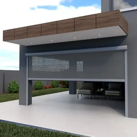 Custom Size Zip Track Outdoor Blind Motorized Window Shade for Garage Balcony  Pergola Motorized Windproof Blind