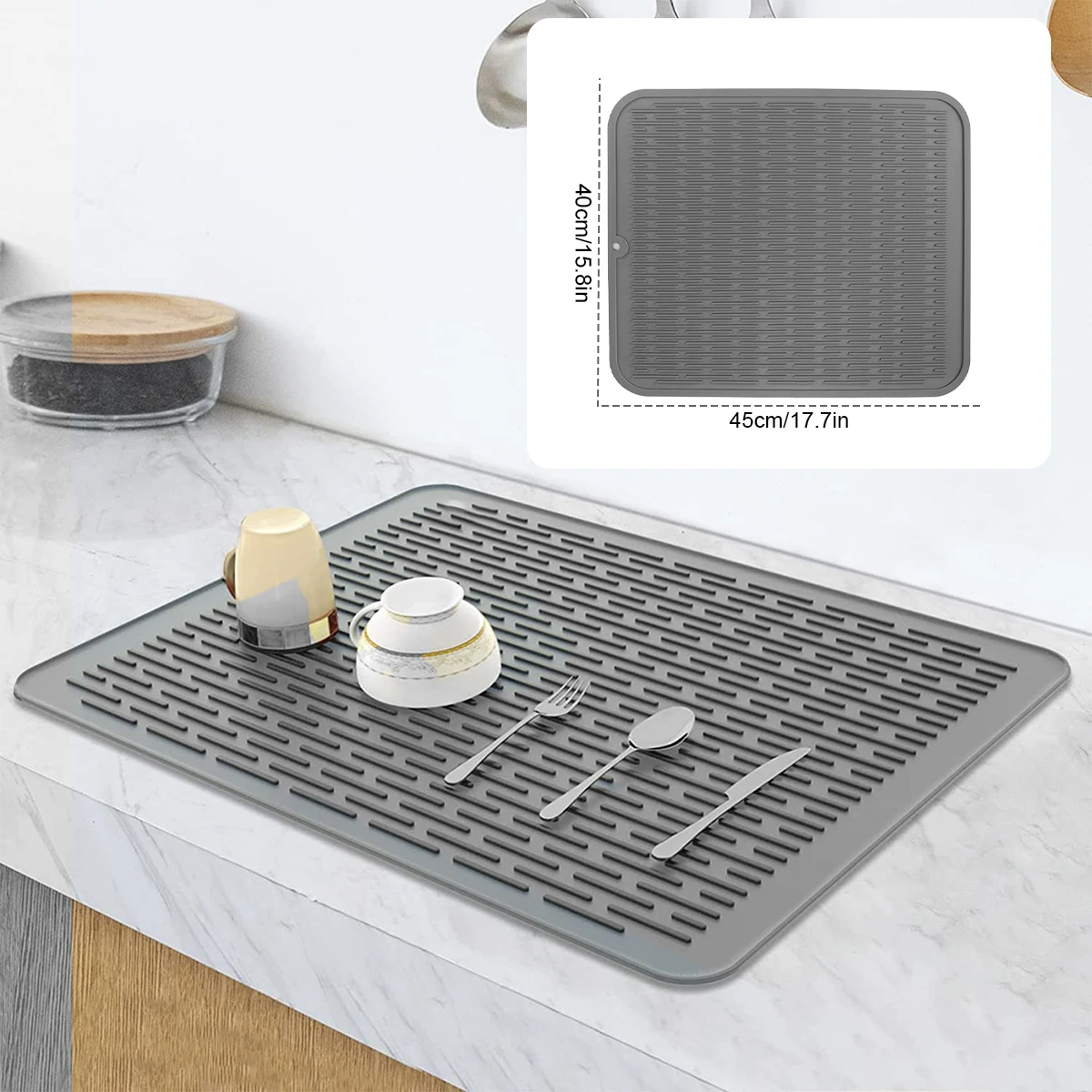 Silicone Dish Drying Mat Non-Slip Dish Drainer Mat for Sink Heat-resistant Pot Dish Cup Pad Easy To Clean for Kitchen Counter