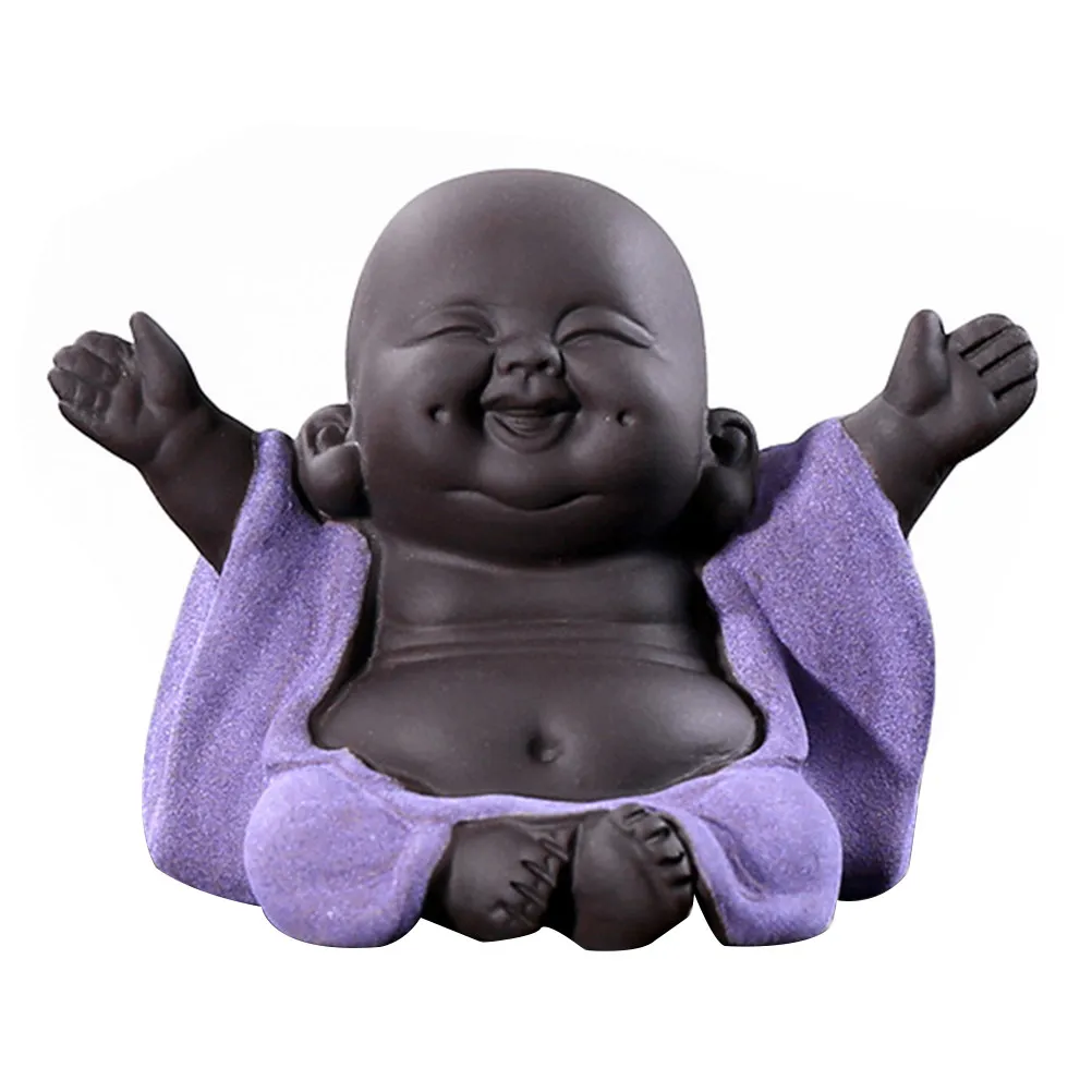 1Pcs Ceramic Zen Monk Tea Pet Decoration Vivid Buddha Monk Ornament for Home Desk Stress Relief Peaceful Atmosphere