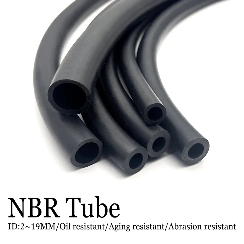 High Temperature Resistant NBR Nitrile Rubber Hose ID 2mm~19mm Black Oil / Abrasion Resistance Flexible Hose for Industrial Use