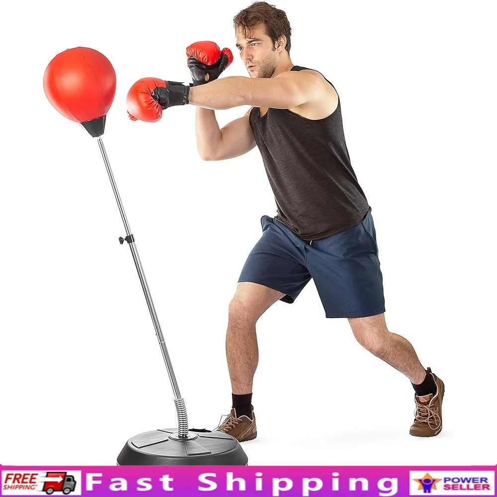

Height Adjustable Punching Bag with Stand Boxing Equipment Inflatable Speed Ball Home Gym Stress Relief Fitness Training Teens