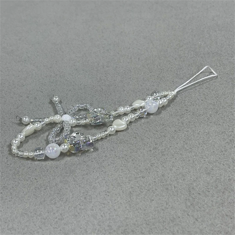 Koreanische Nette Klare Schmetterling Bogen Perle Perlen Perlen Telefon Kette Für iPhone Kamera Hängen Seil Anti-Verloren Lanyard Hängen schmuck