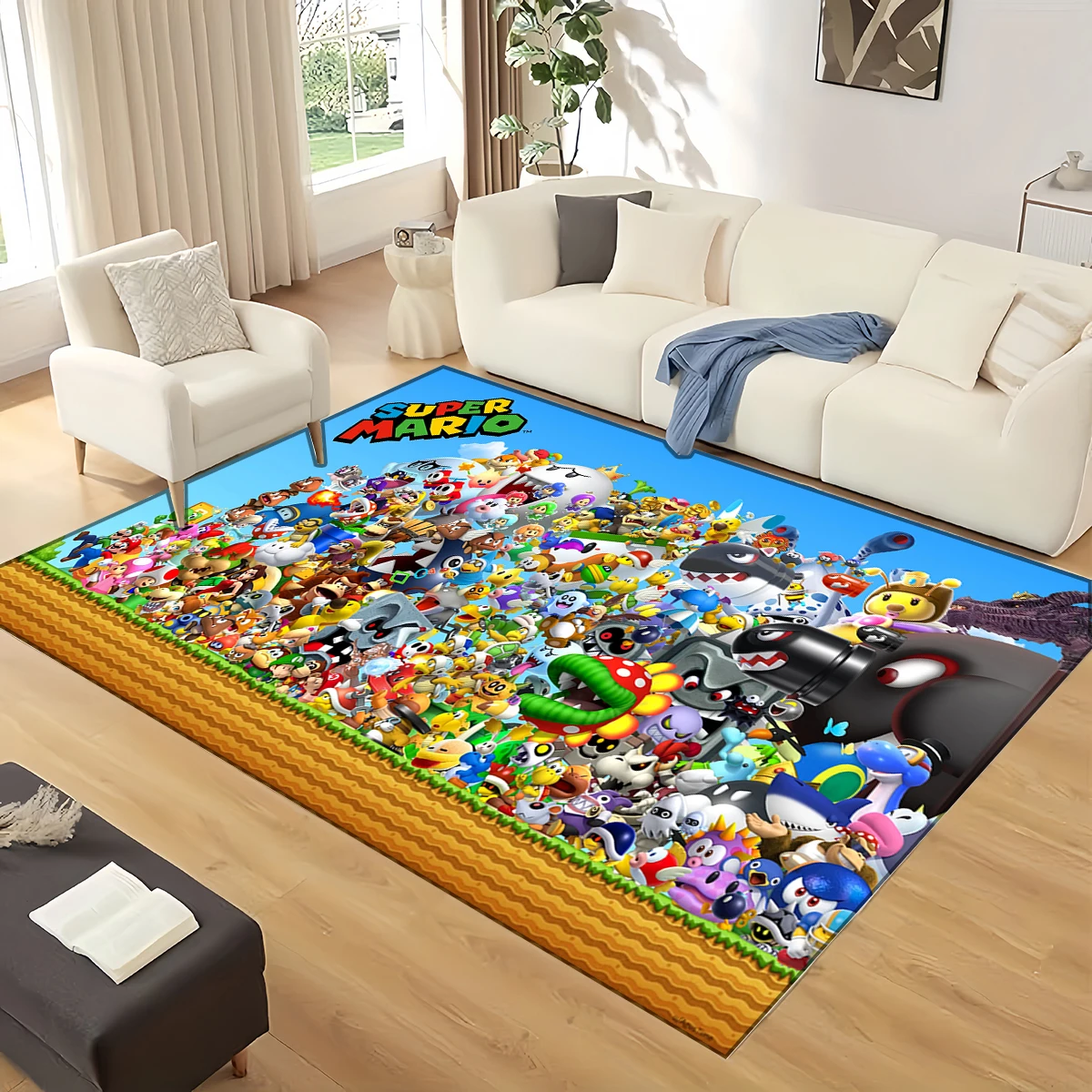 

Sanrio Super Mario Cartoon Carpet Rug for Living Room Bedroom Home Sofa Decoration,kids Play Non-slip Floor Mat Christmas Gift
