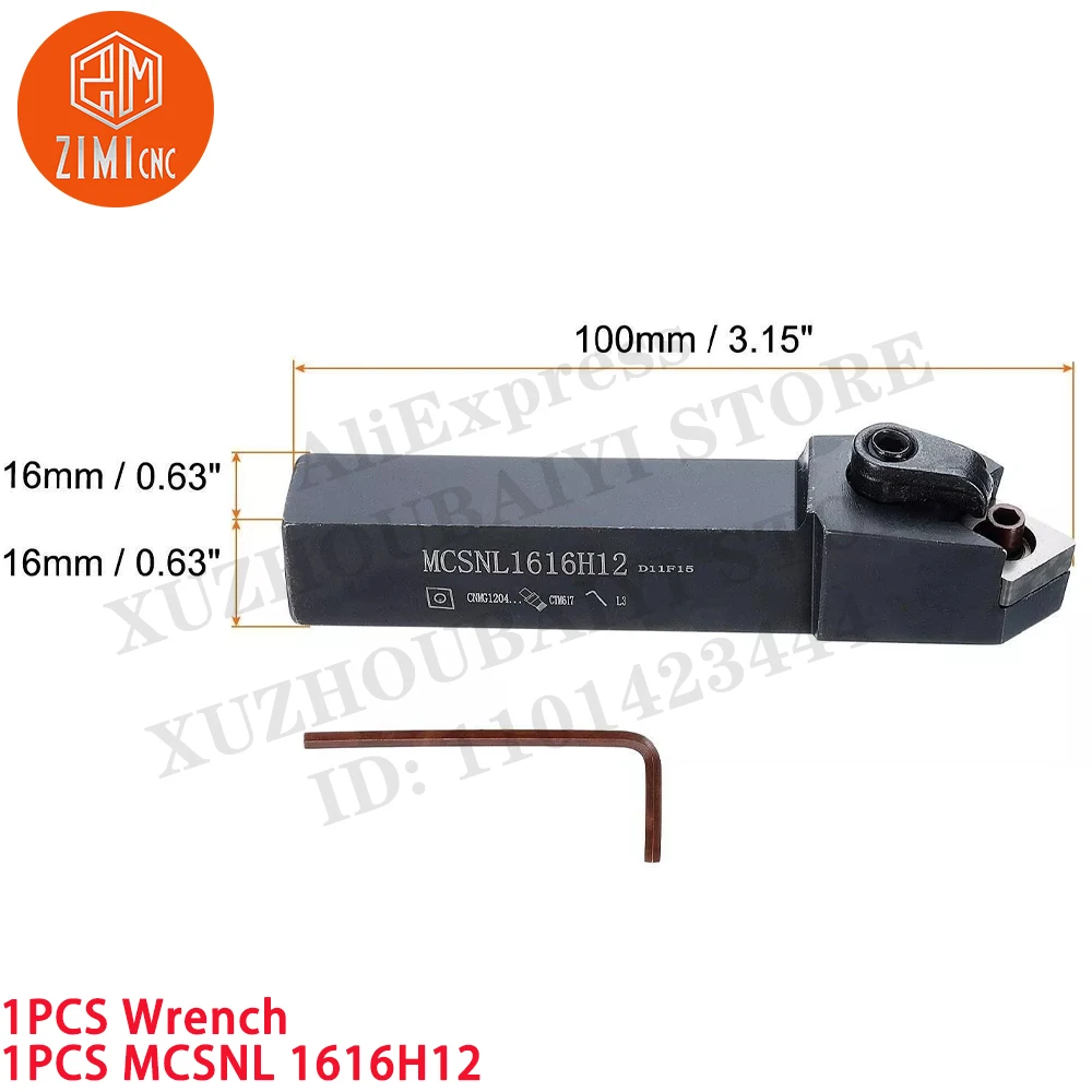 1PCS MCSNL 1616H12 16*100mm left hand Lathe INDEX turning tool HOLDER  for CNMG/CNMM1204 Carbide Inserts CNC metal cutting tools