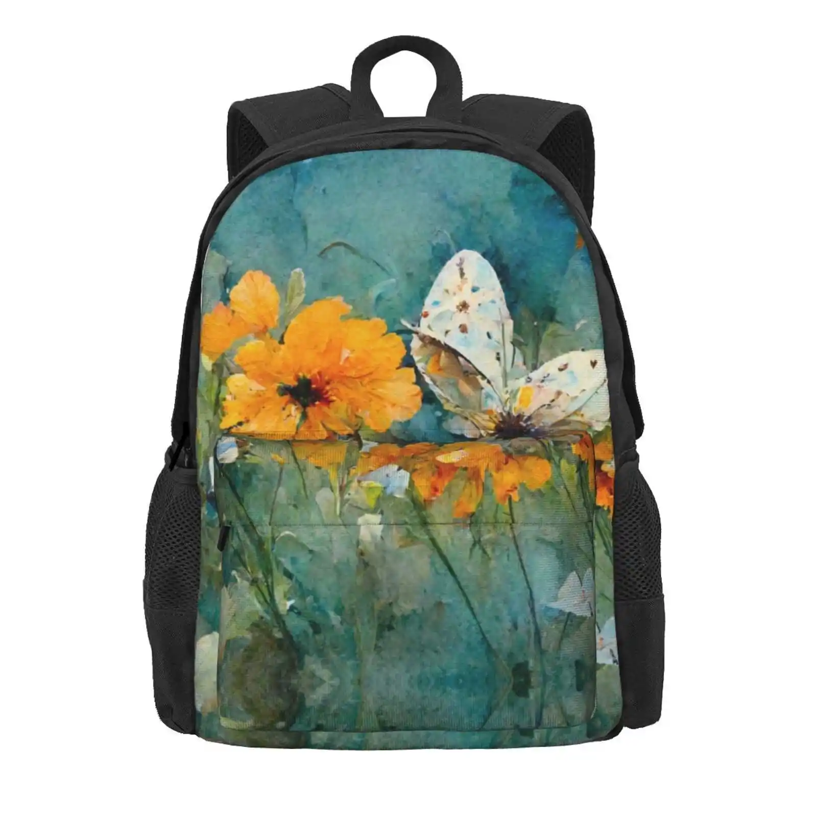 Butterfly Garden 1 School Bag Big Capacity Backpack Laptop 15 Inch Butterfly Garden Nature Butterflies Flowers Floral Moth