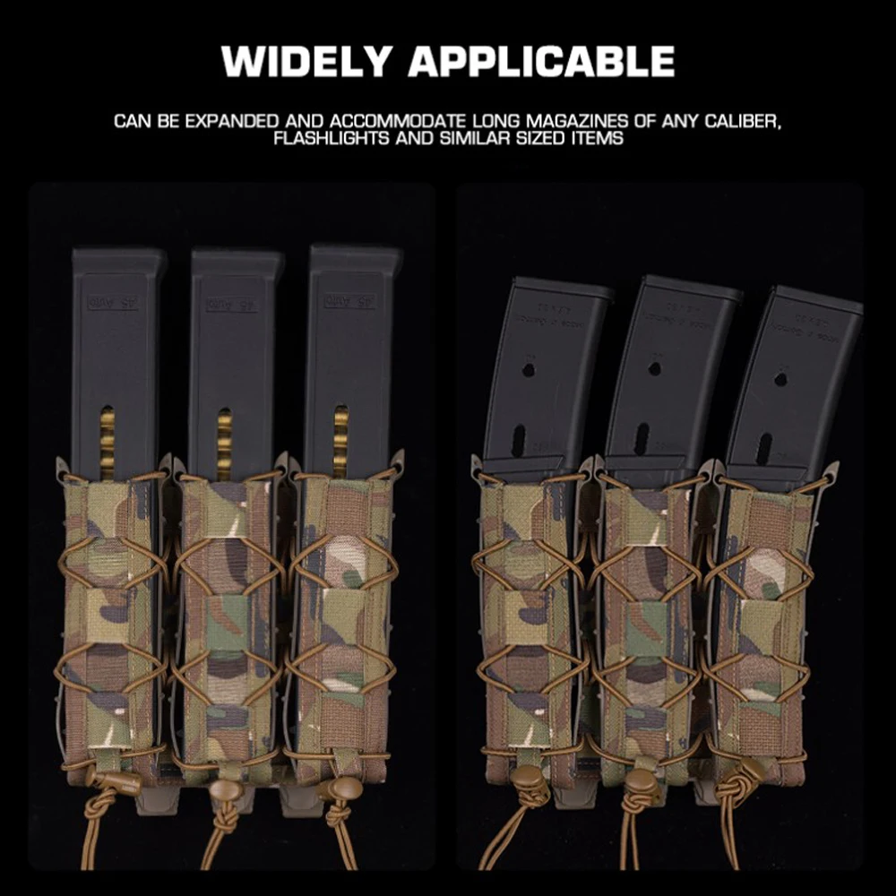 Bolsa táctica Tiger larga Triple Mag 9mm MOLLE extracción rápida - imagen 2