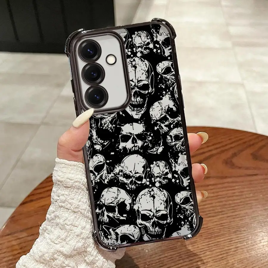 واضح غطاء القضية لسامسونج غالاكسي A21s A24 A52 A16 A17 A15 A13 A26 A25 A33 A35 A36 الرعب موضة الجمجمة الفن