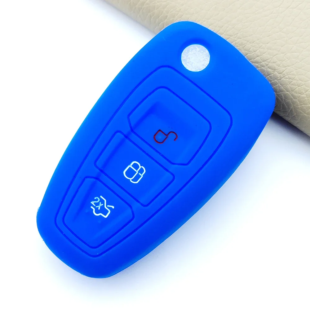 3 Button Silicone Car Remote Key Fob Cover Case for Ford Ranger C-Max S-Max Focus MK3 Galaxy Mondeo Transit Tourneo Custom