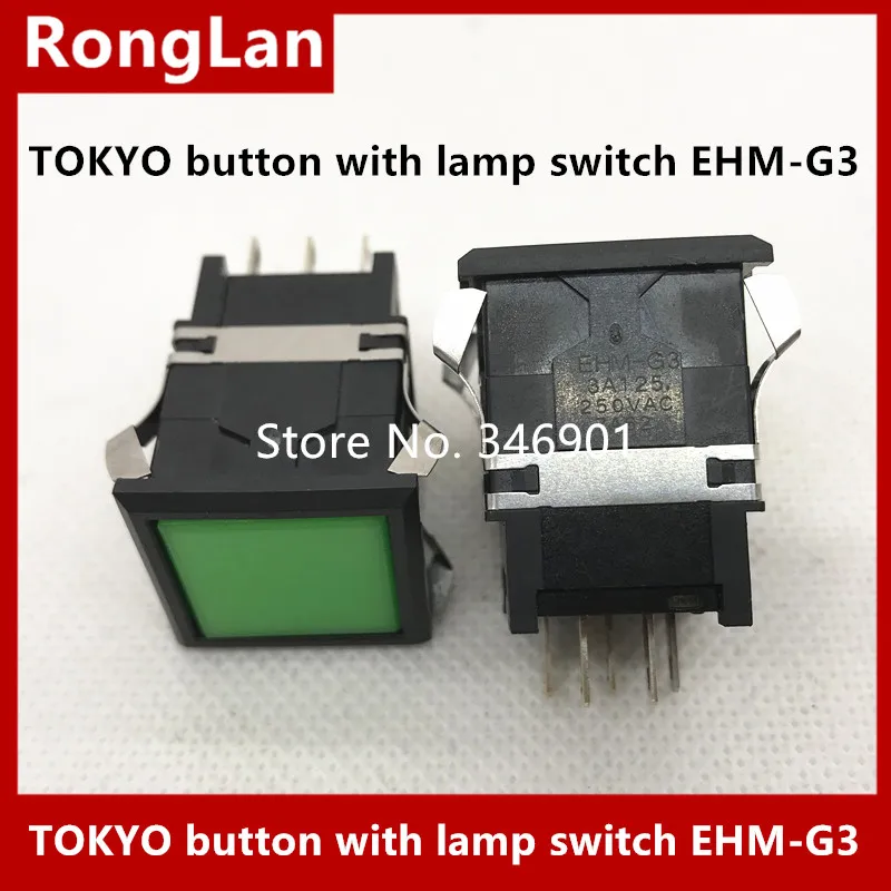 Japan TOKYO button with lamp switch GREE EHM-G3 125VAC/3A/250VAC/3A/ 5pin -5PCS/LOT