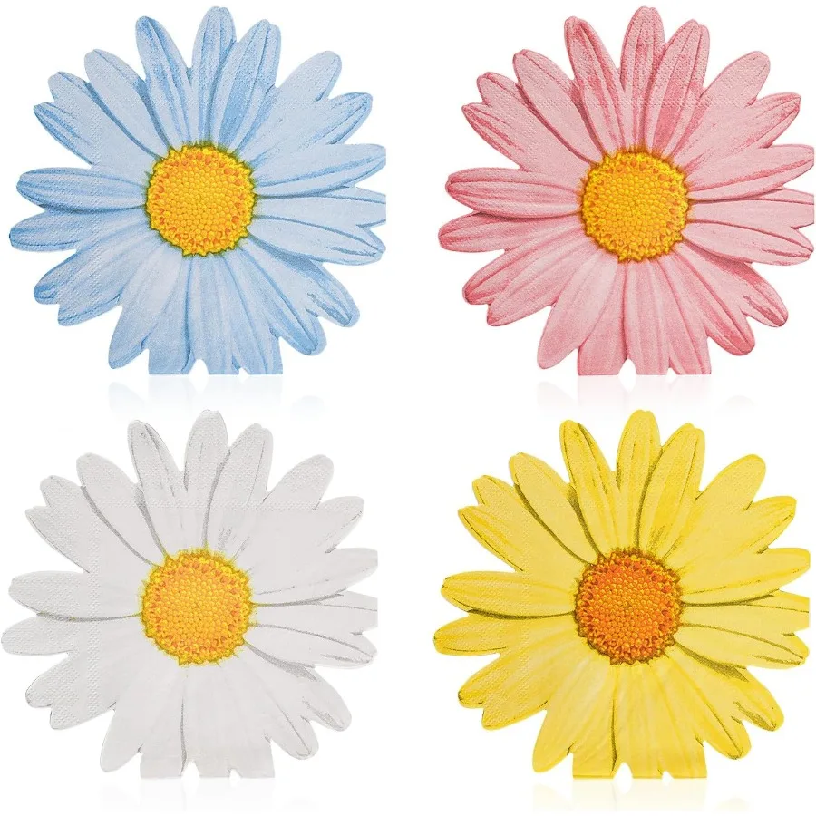 

Daisy Floral Paper pkins Flower Luheon Disposable pkins Spring Summer Tableware for Boho Groovy Birthday Wedding Baby Sr Party