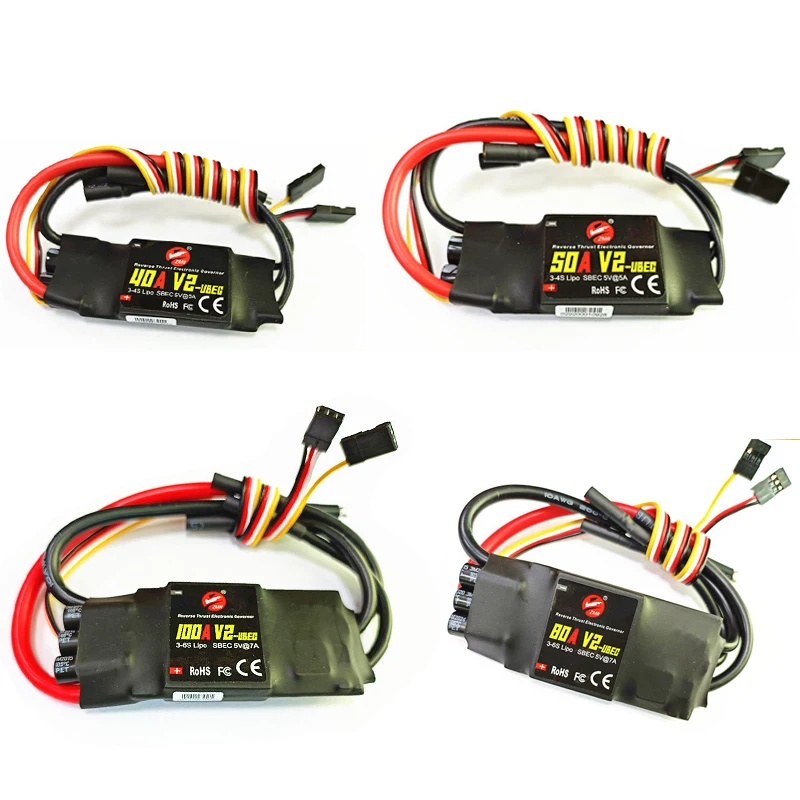 ZMR 40A 50A 80A 100A V2 Brushless ESC With Backstepping 2-4S Speed Controller With BEC/UBEC for RC Quadcopter Helicopter