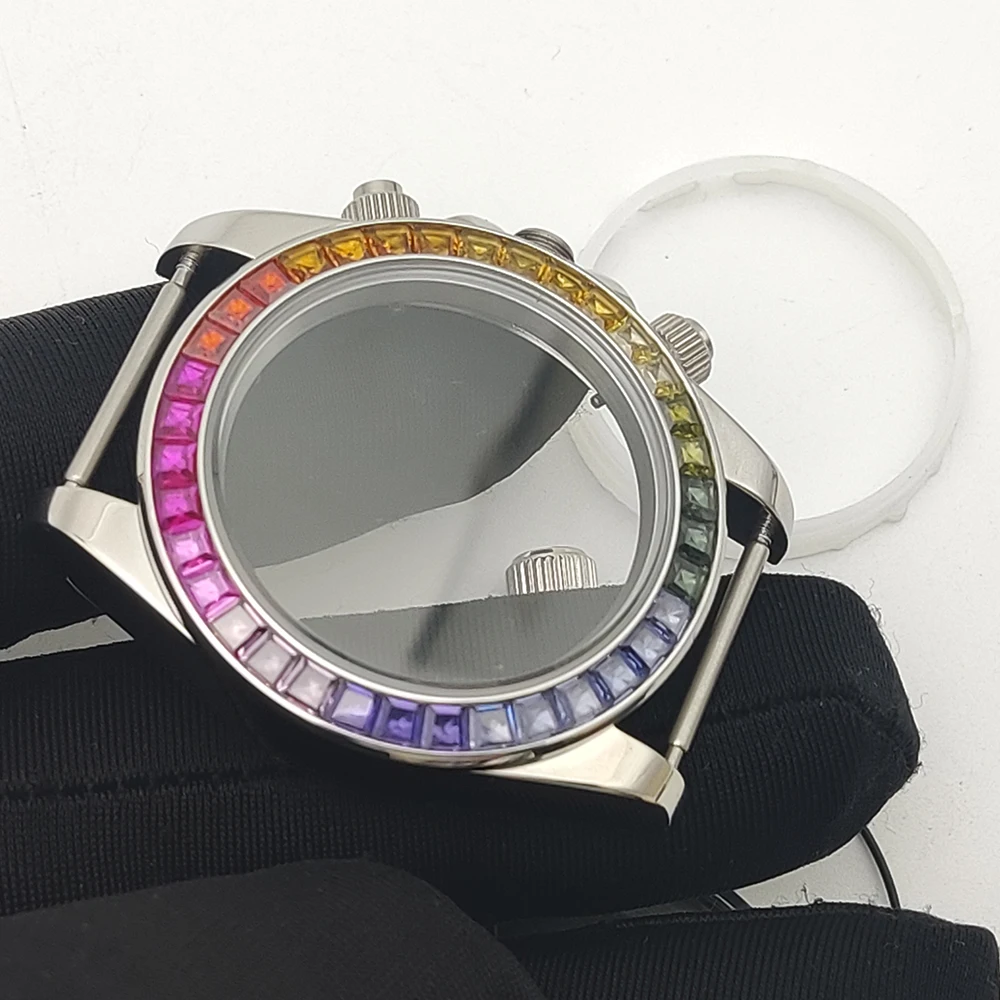 Custodia per cronografo da uomo da 39.5mm, custodia VK63, orologi da uomo, pezzi di ricambio per orologi, cornice abbinata