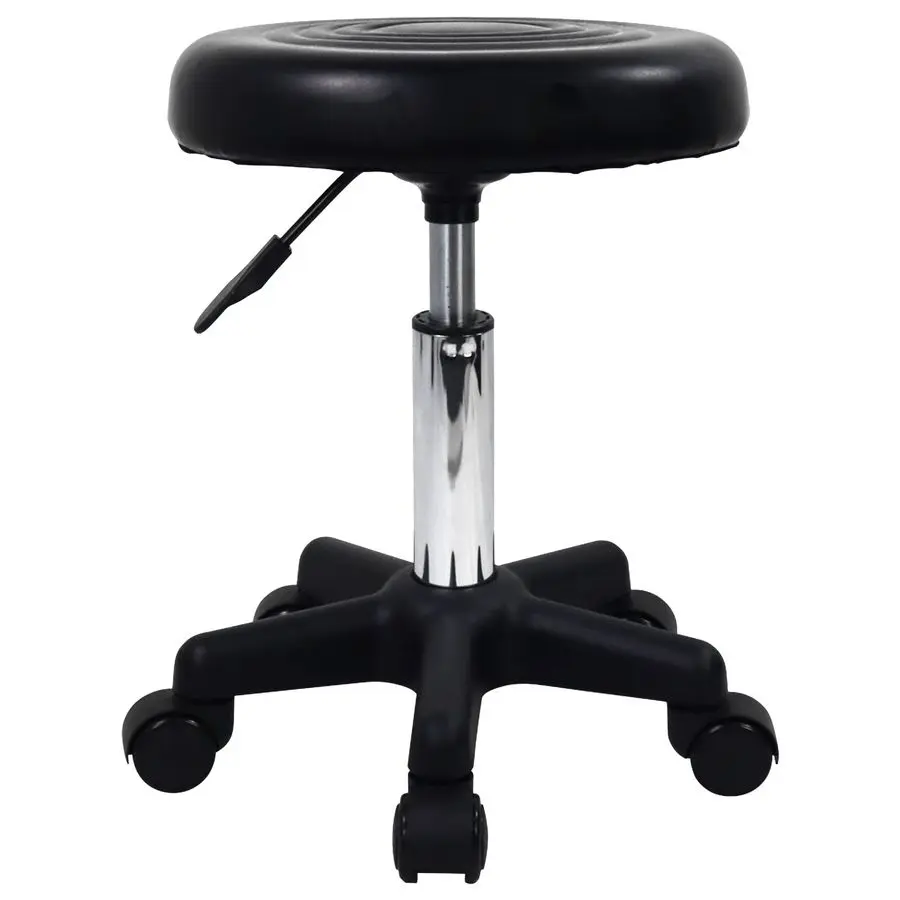 

Round Swivel Stool with Wheels PU Leather Rolling Height Adjustable Stool for Spa Salon Massage Black
