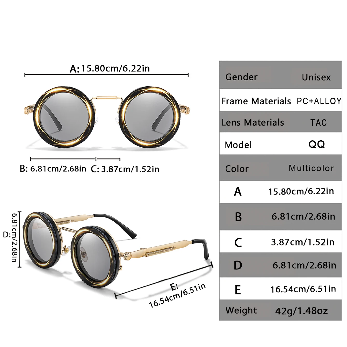 نظارات شمسية لركوب الدراجات للرجال والنساء، عدسات Steampunk قابلة للدوران ND - نظارات بإطار معدني قابل للتعديل مع صندوق