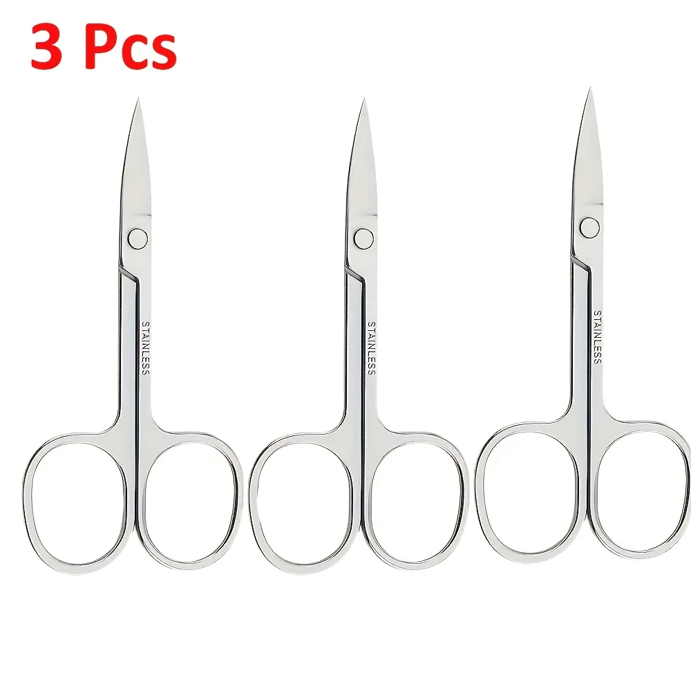 3pcs Precision Eyebrow Scissors Suitable for Hair Trimming, Eyebrow Shaping & Nail Care Professional Rustproof Metal Shears