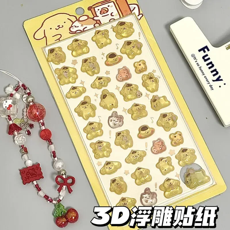 ثلاثية الأبعاد سانريو مرحبا كيتي Hangyodon الإغاثة هلام ملصقات الفتاة مذكرات الزخرفية سطح المكتب أثار ملصقات الكريستال اللعب