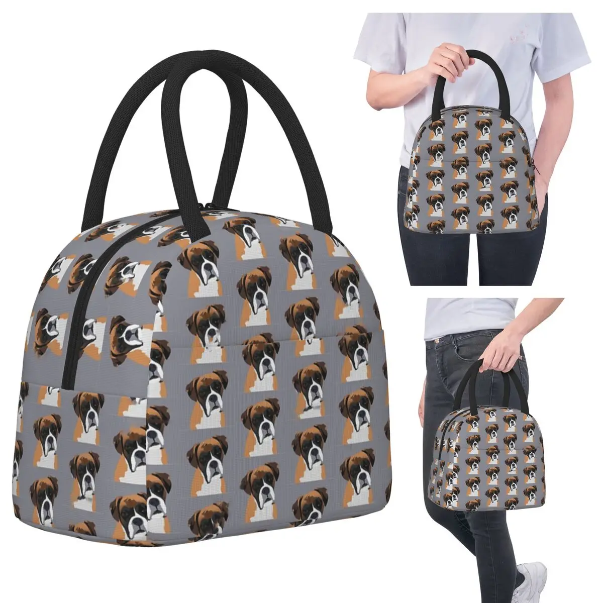 

Boxer Dogs Insulated Lunch Bag for Women Office Cooler Thermal Food Box Tote Portable Lunch Boxes Container