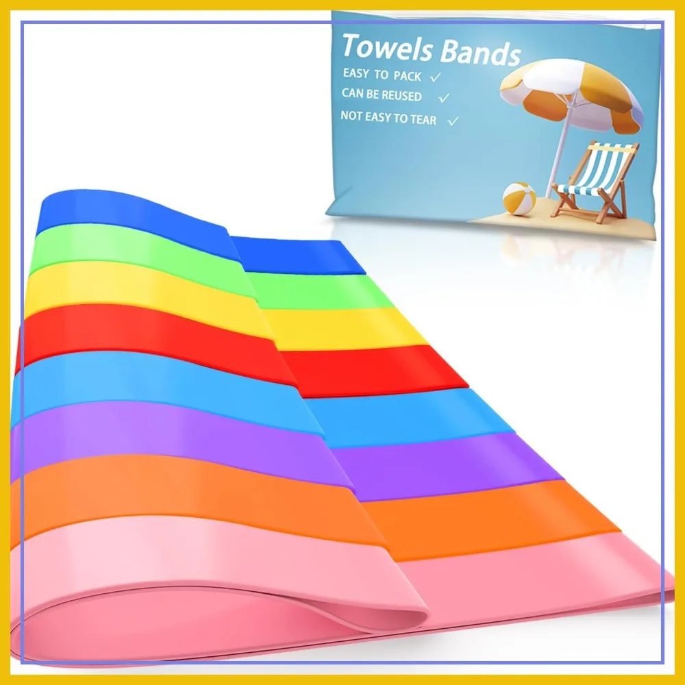 

8PCS Thicken Towel Bands for Cruise & Beach Chairs, Must Haves for Vacation, Alternative to Clips