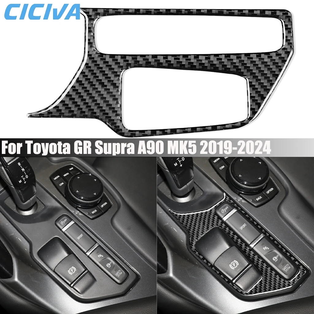 

Carbon Fiber Car Accessories Gear Shift Decorative Interior Cover Modified Trim Sticker For Toyota GR Supra A90 MK5 2019-2024