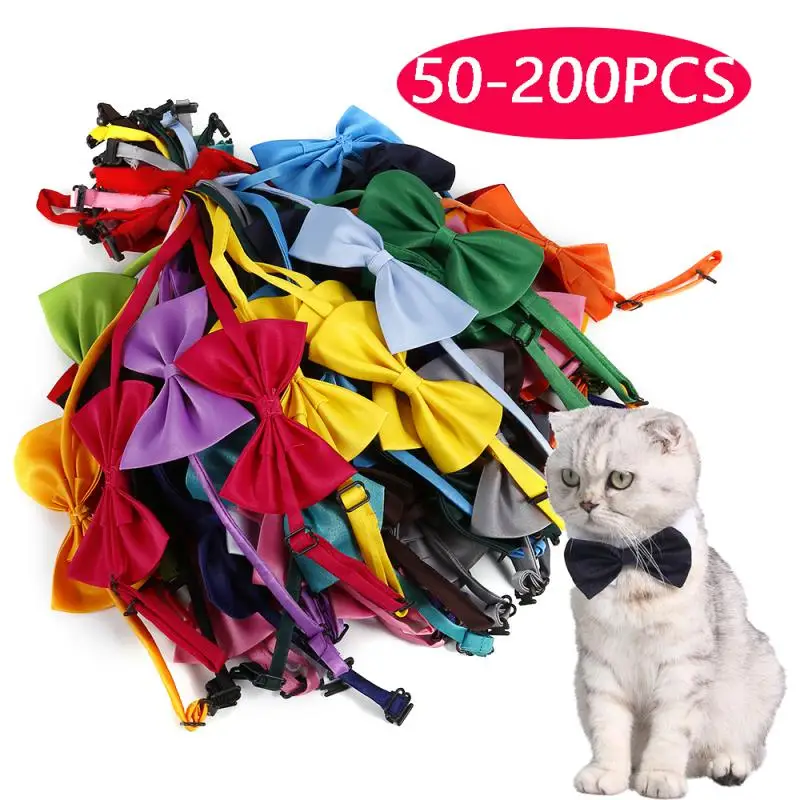 

50/200PCS Dog Grooming Bows Ties Adjustable Cat Dog Hair Bows Small Pog Grooming Accessories Dog Hair Rubber Bands Pet Supplies