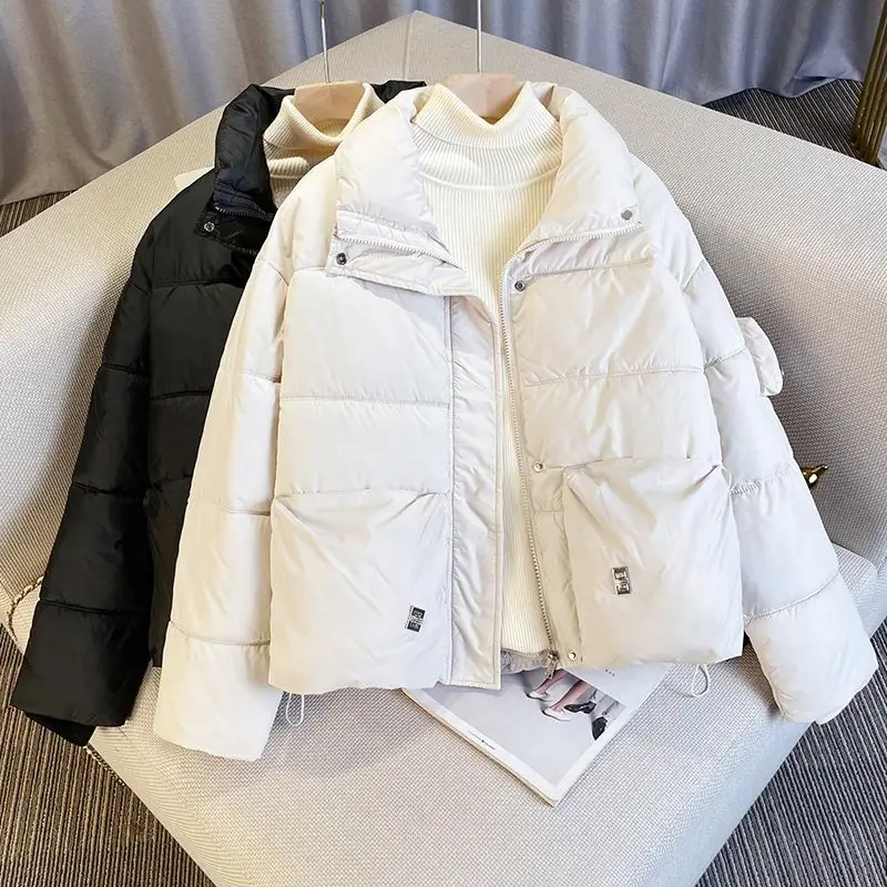 

Casual Harajuku Warm Straight Plate Type Cotton-padded Jackets Women Loose Comfortable Coat Windproof Coat