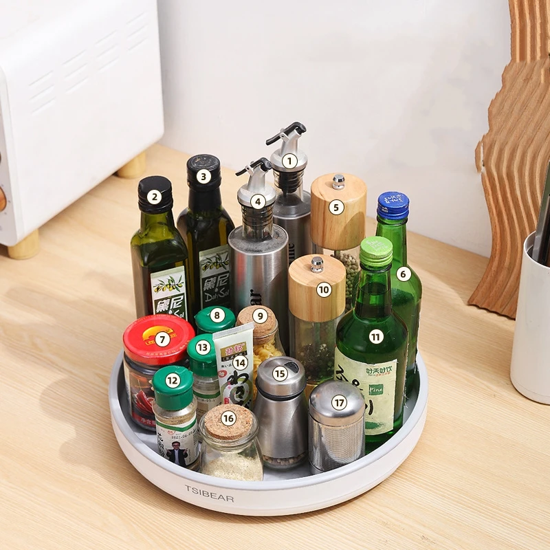 

1PC 360° Rotating Kitchen Turntable Space-Saving Multi-Functional Organizer For Condiments Bottles And Fruit Kitchen Accessories