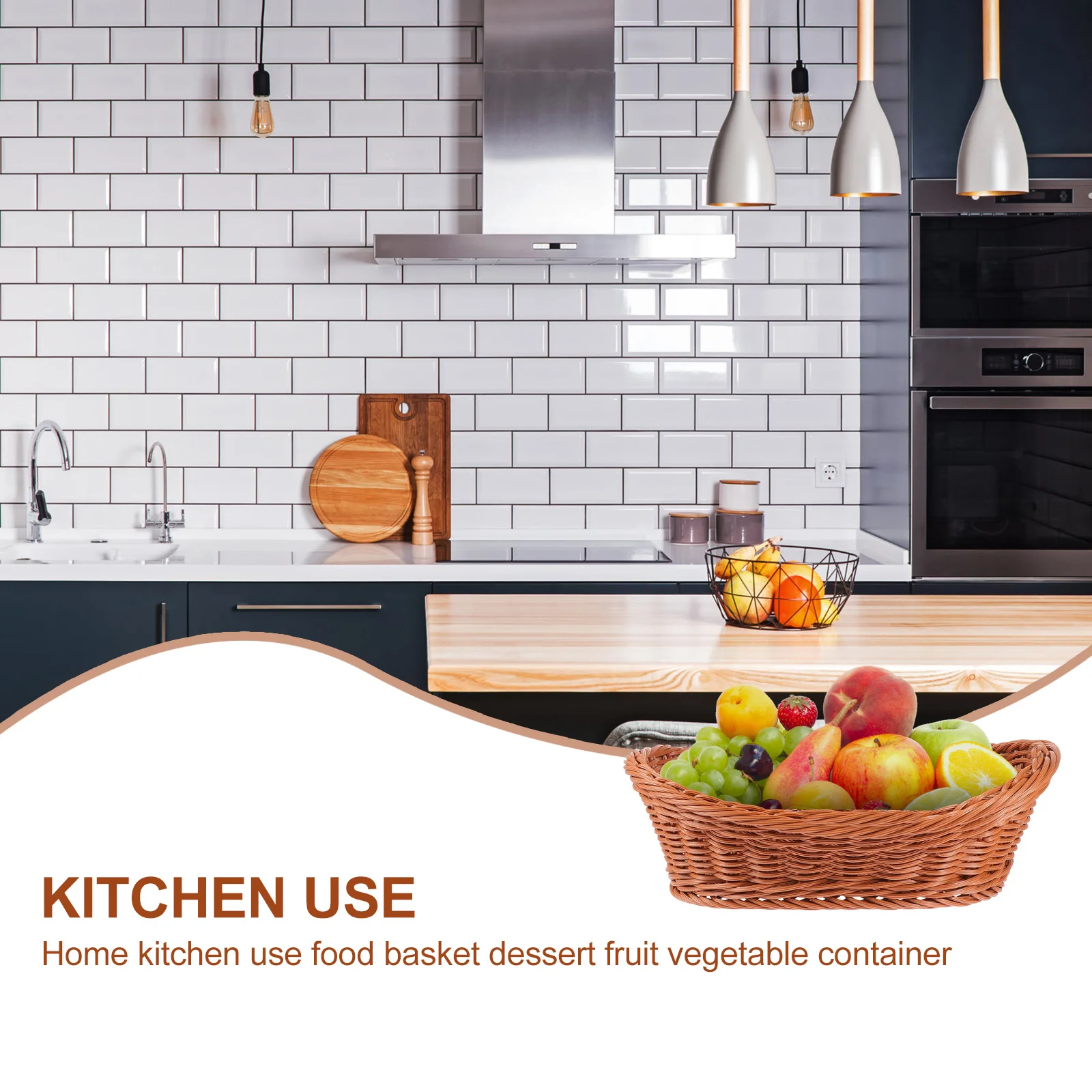 

1Pcs Storage Basket Simulation Rattan Weaving Craft Basket Multipurpose Kitchen Bakery Food Container Fruit Holder