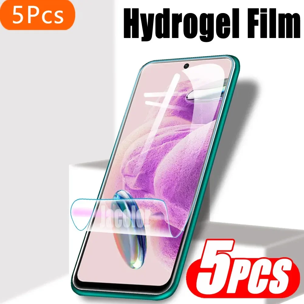 

5PCS Safety Film For Xiaomi Redmi Note 12s 12 Pro+ Speed 12T Pro 12 Turbo Screen Gel Protector Hydrogel Film Hidrogel Not Glass