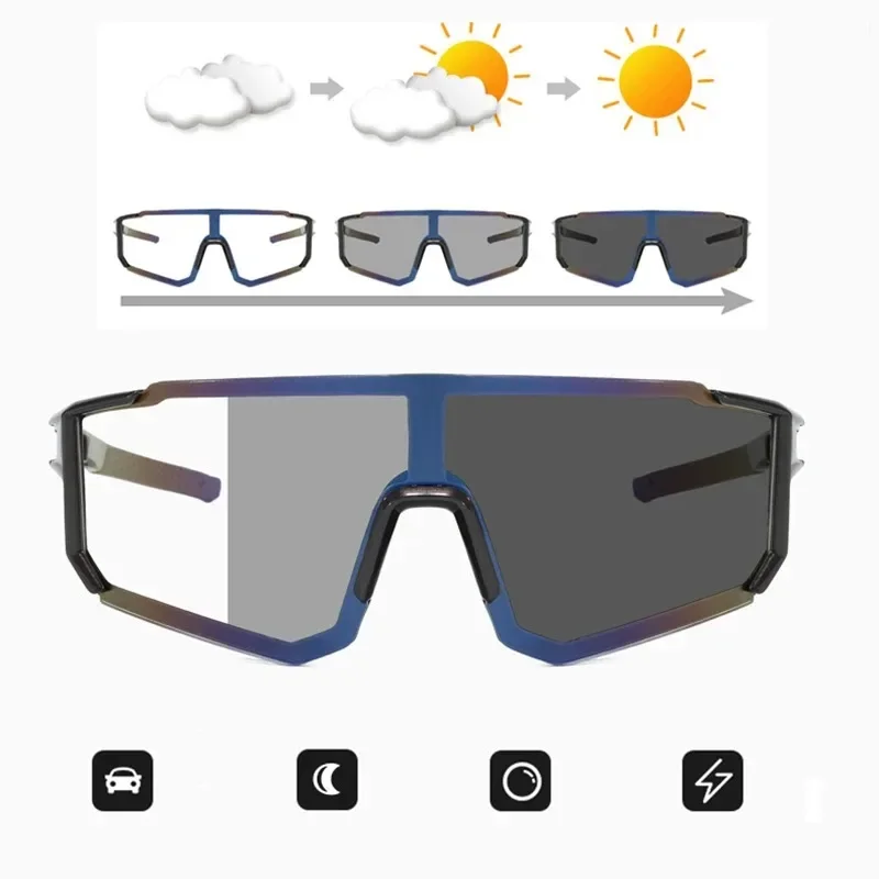 

1 Pair of Photochromic Riding Cycling Sunglasses MTB Cycling Sun Glasses Men's Women Outdoor Sports Eyewear Protection Goggles