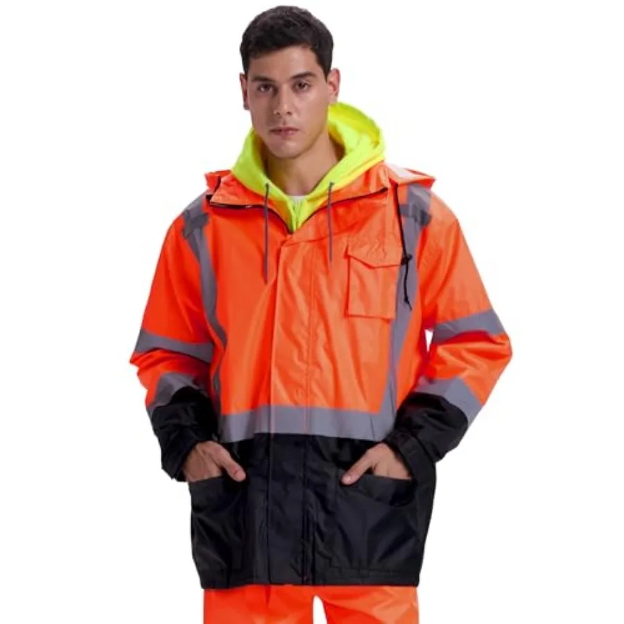 

SRsafety High Visibility Rain Gear, Class 3 High Visibility Work Rain Gear for Men, Construction Rain Suits