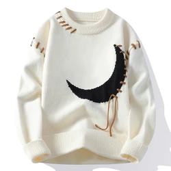 Autumn and Winter New Casual Fashion Color Matching Trend Warm Outdoor Comfortable Sweater Men's Knitted Bottom Shirt