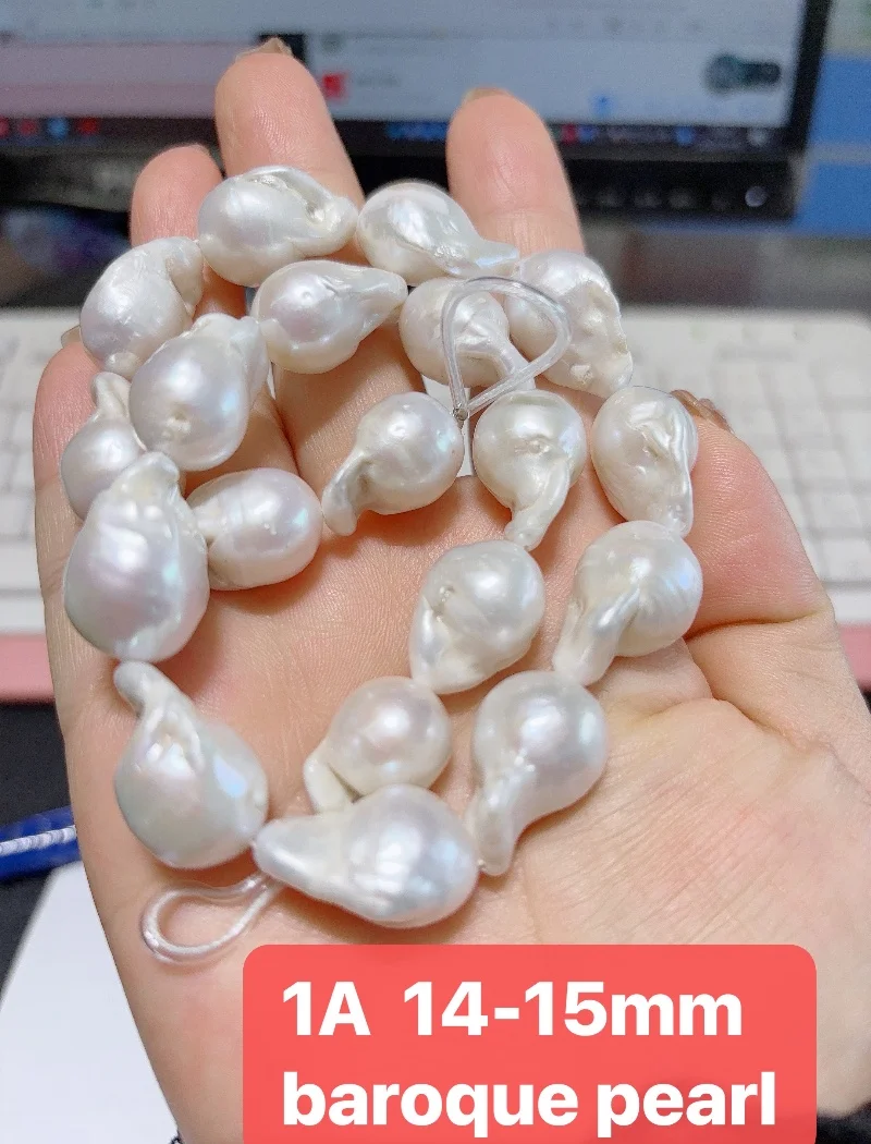 

A White Perlas Reales Naturales Irregular Shape Baroque Pearl Strand for Making Cultured Pearl Necklaces cuentas para bisutería