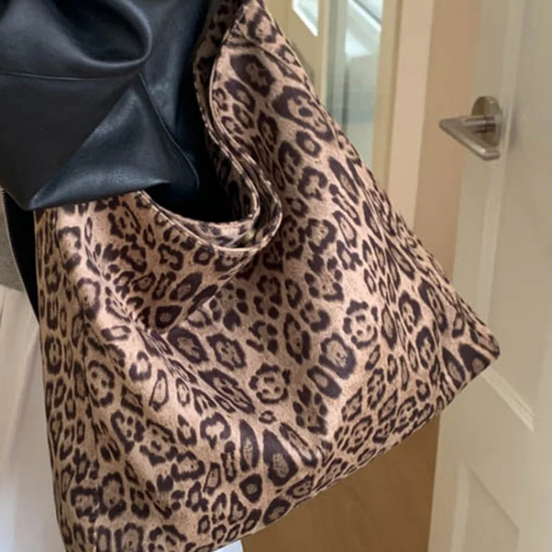 المرأة الجلد المدبوغ حقيبة حمل كبيرة ليوبارد طباعة حقيبة كتف المغناطيسي إغلاق محفظة العمل حقيبة يد للسفر التسوق اليومي حقيبة الترفيه